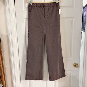 GAP easy wide leg pull on brown cream stripe pants women’s medium tall NWT